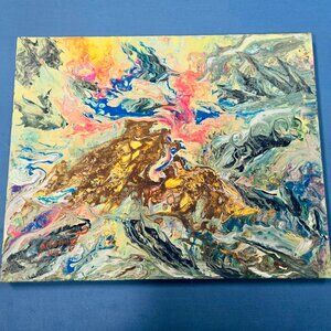 LIMITED EDITION | RARE -"Actividad Volcánica" Acrylic Pouring Painting on Canvas